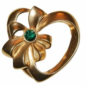 Avon Goldtone vintage Couture Golden Green Brooch